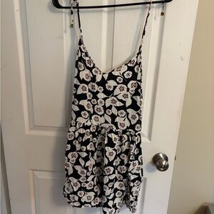 kate spade Black and White Floral Spaghetti-Strap Slip romper
